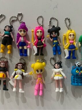 Colorful Girls & Boys Keychain Doll Set - Yellow, Pink, Blue, Purple